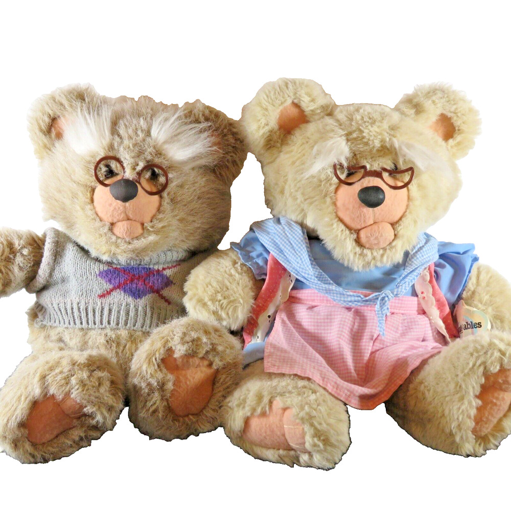 Grandma Grandpa Snuggables Teddy Bear Graphics International Stuffed Animal 1983